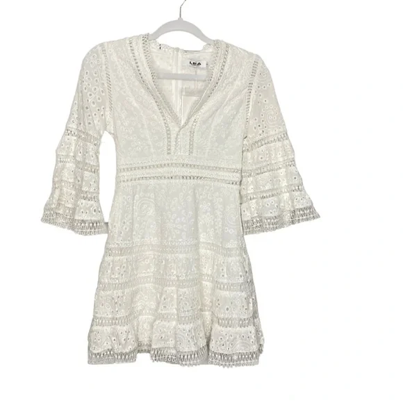 LEA Collection Classic | Dresses | Lea Collection Classic White Eyelet Boho  Cottage Core Dress Nwt Size S | Poshmark